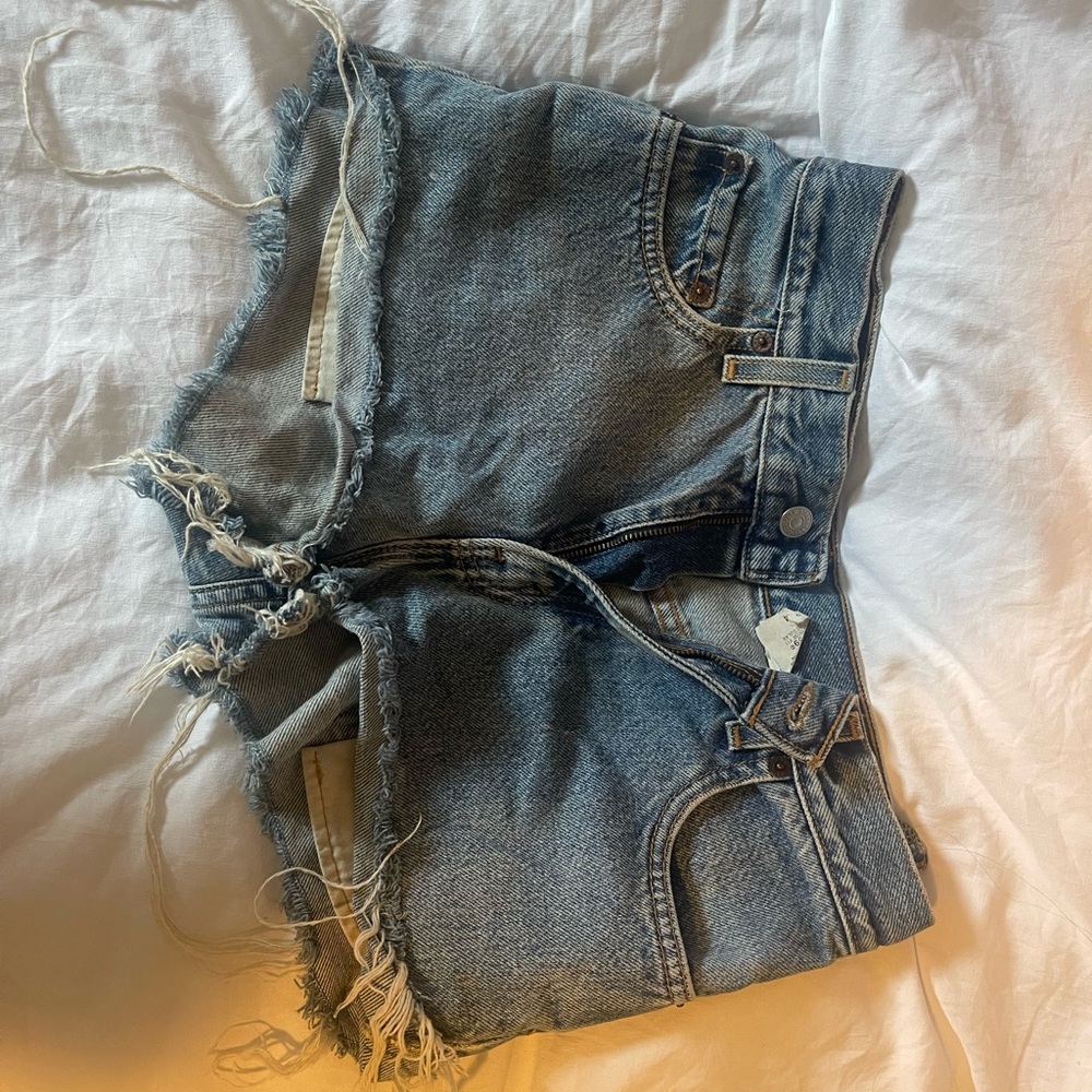 Levi's Blue Distressed Jean Shorts